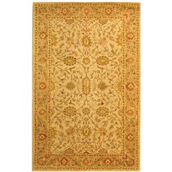 Handmade Antique Kashan Ivory/ Beige Wool Rug (3' x 5')