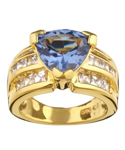 Chateau D' Argent Gold over Sterling Silver Blue and White CZ Ring