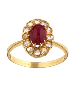 18k Yellow Gold Ruby and 1/2ct TDW Diamond Ring (J, I1)