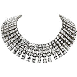Silverplated 6-row Rhinestone Necklace