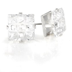 Silvertone Rhinestone Composite Stud Earrings