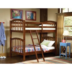 Pine Twin Bunk Bed with Cherry Finish
