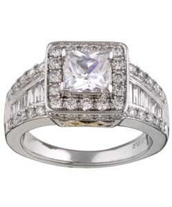 14k Gold CZ and 1 3/4ct TDW Diamond Bridal Ring (G-H, SI2)