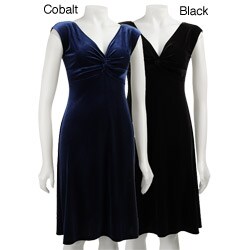 London Times Velvet Sleeveless Twist Front Dress