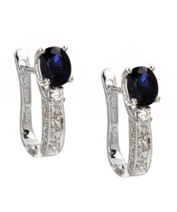 10k Gold Blue Sapphire and Diamond Hoop Earrings