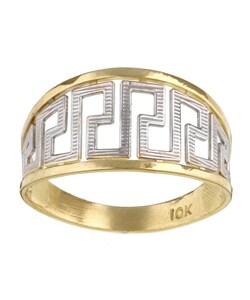Chateau D'Argent 10k Gold Two-tone Greek Key Ring