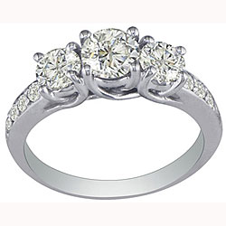 14k White Gold 1ct TDW Diamond Three-stone Ring (K, I1-I2)