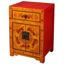 Orange Chinese Storage Cabinet/ End Table