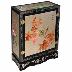 Black and Silver Lacquer Asian Cabinet/ End Table