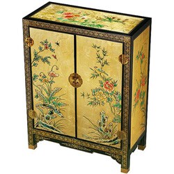 Black/ Gold Lacquer Chinese Storage Cabinet