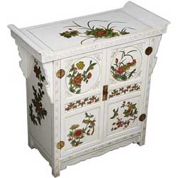 White Pagoda Style Storage Cabinet/ Buffet