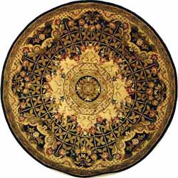Handmade Classic Empire Black/ Gold Wool Rug (3'6 Round)