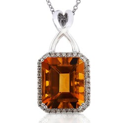 18k Gold Citrine and 1/5ct TDW Diamond Necklace (H, VS-SI)