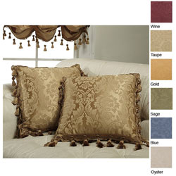 Thermal Damask 18-inch Tassel Fringe Throw Pillow Pair