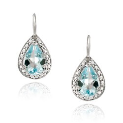 Glitzy Rocks Sterling Silver Blue Topaz and Diamond Accent Earrings