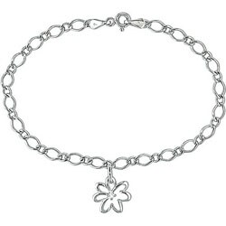 10k Gold Diamond Accent Flower Charm Bracelet