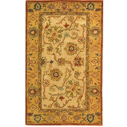 Handmade Antique Heritage Ivory/ Gold Wool Rug (3' x 5')