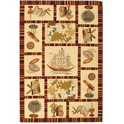 Hand-hooked Explorer Black Wool Rug (7'9 x 9'9)