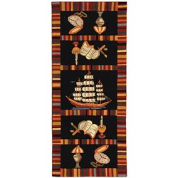 Hand-hooked Explorer Black Wool Runner (2'6 x 6')