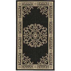 Indoor/ Outdoor Sunny Black/ Sand Rug (2'7 x 5')