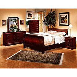 Louis Philippe Queen 5-piece Cherry Sleigh Bedroom Set