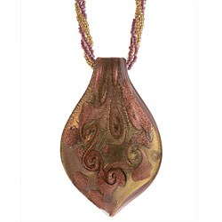 Genuine Italian Murano Lilac-pink Leaf Necklace