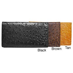BT Ostritch Print Leather Checkbook Wallet