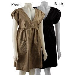 Mlle Gabrielle Women's Double V-neck Smock Dress
