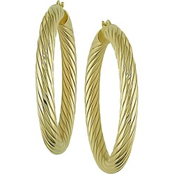 10k Yellow Gold Twisted Tube Hoop Earrings