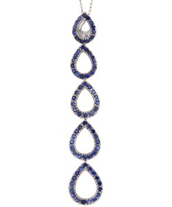 14k White Gold Sapphire Drop Necklace