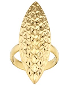 18k Gold Overlay Diamond-cut Marquise Ring