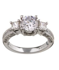 14k White Gold CZ and 1ct TDW Engagement Ring (G-H, SI)