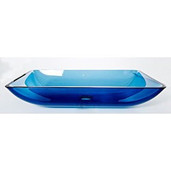 DeNovo Aqua Blue Rectangular Glass Sink