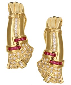 18k Gold Ruby and 1 1/6ct TDW Diamond Earrings (GH, SI2)