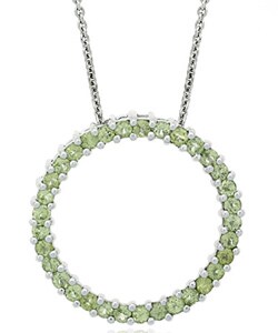Glitzy Rocks Sterling Silver Peridot Circle Necklace
