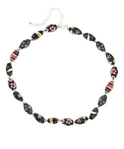 Stonique Creations Sterling Silver Black Venetian Glass Nugget Necklace
