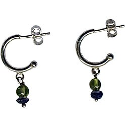 Sterling Silver Peridot and Iolite Post Earrings (Israel)