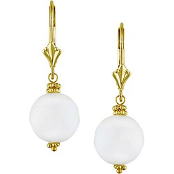 10k Yellow Gold White Jasper Leverback Earrings