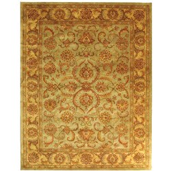 Handmade Heritage Kermansha Green/ Gold Wool Rug (6' x 9')