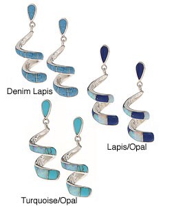 Sterling Silver and Gemstone Coil Earrings