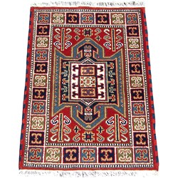 Indo Kazak Hand-knotted Red Rug (2' x 3')