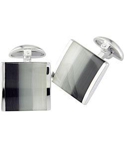 Sterling Silver Multi-color Cat's Eye Cuff Links