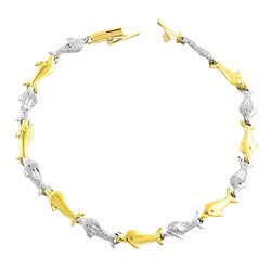 14k Two-tone Gold School of Dolphin Bracelet