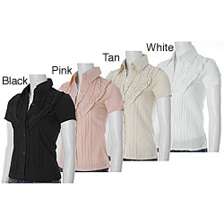 Everyday Women's Ruffle-front Short-sleeve Shirt