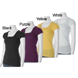 Self Esteem Women's Dot Print Cap Sleeve Shirt
