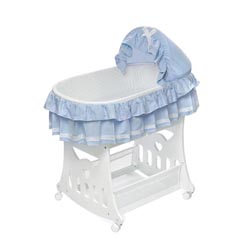 Portable 2-in-1 Blue Bassinet and Cradle with Toy Box Base
