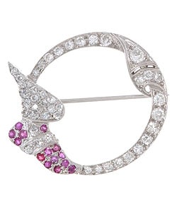 Platinum & 1.0ct Old Mine Diamond Ruby Estate Pin
