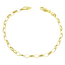 10k Yellow Gold Oval Rolo Charm Bracelet