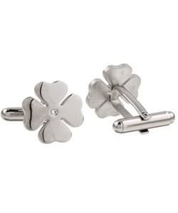 Stainless Steel Clover Leaf Design Cuff Links