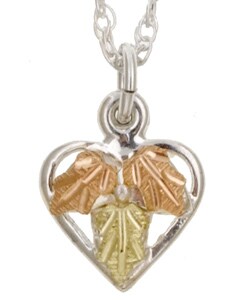 Black Hills Gold on Silver Heart Necklace